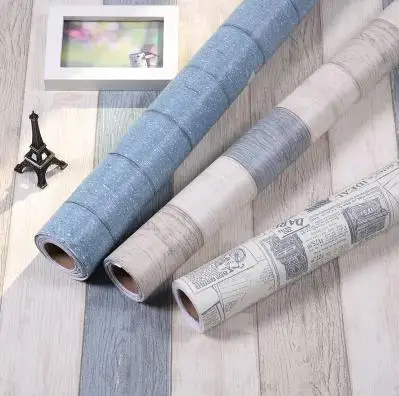 

Wood grain waterproof self-adhesive wallpaper bedroom wallpaper Mediterranean Dormitory wardrobe furniture renovation sticker