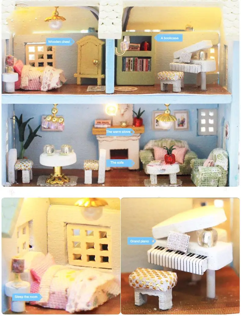 CUTEBEE Каса miniatura Сделай Сам Каса для женщин с muebles de madera de la Navidad juguetes para nivienos Regalo de cumpleains B025