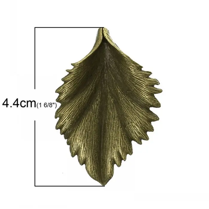 Doreenbeads амулет кулоны лист Античная бронза 4,4 см x 3 см, 10 шт