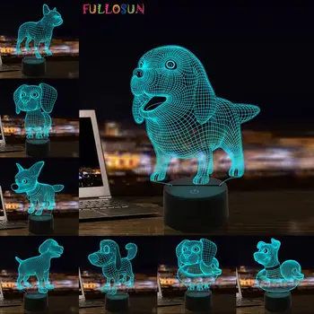 

3D Bulldog Pug Puppy LED Night Light 7 Colors Touch Lamp Baby Bedside Sleeping Night Lamp for Kids Friends Gift