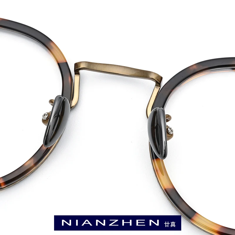 Comprar Titanio Marco de acetato para gafas hombres alta calidad redondo Vintage marcos ópticos ojo gafas para mujer gafas 1850
