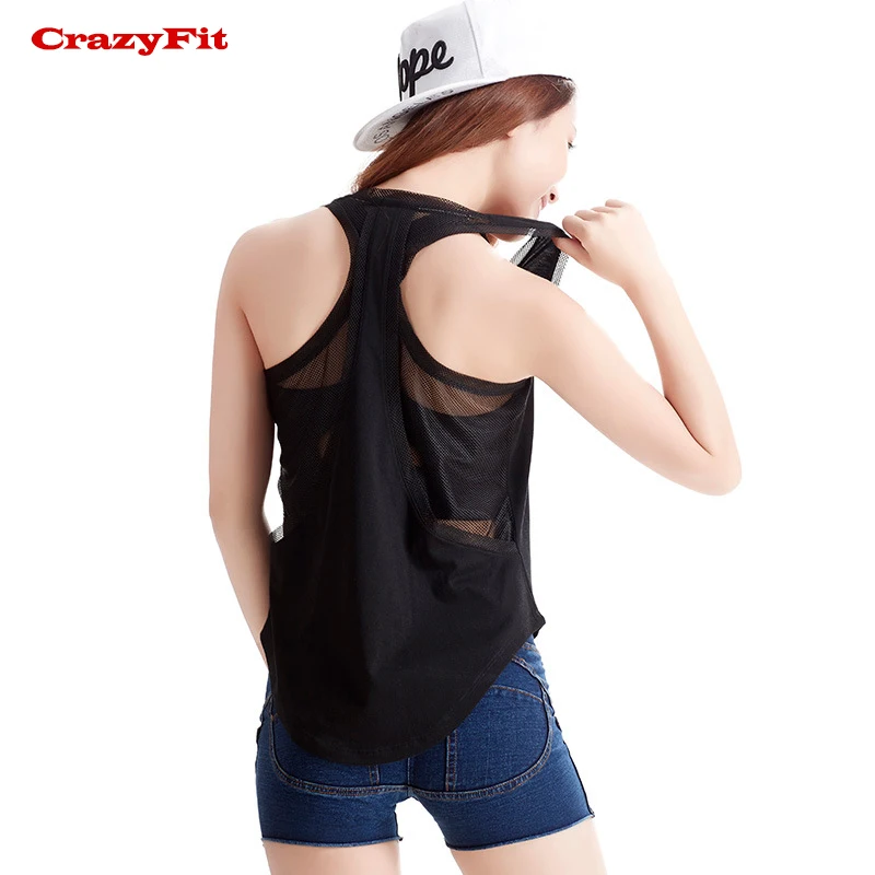 

CrazyFit Sexy Running Yoga Vest Tank Top Woman 2018 Sleeveless Gym Fitness Sport Shirt Breathable Sports Shirts Ladies Clothing
