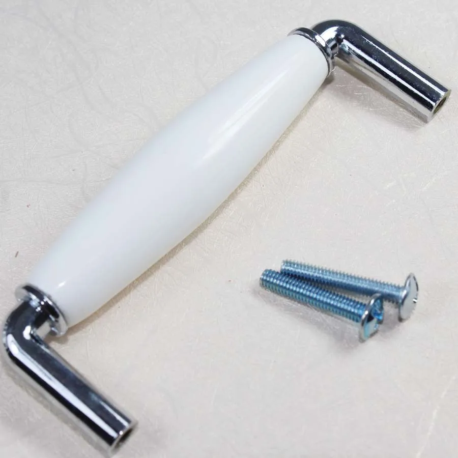 96mm Modern Fashion White Silver Furniture Handles Ceramic 96mm Modern Fashion White Silver Furniture Handles Ceramic Porcelain Drawer Kitchen Cabinet Pulls Dresser Handle
