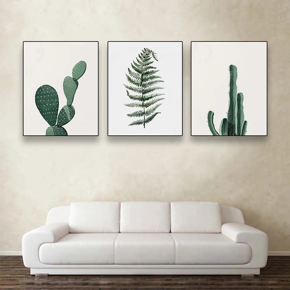 

Laeacco Canvas Painting Calligraphy Cactus Green Plant Posters and Prints Nordic Wall Artwork Picture for Living Room Home Decor