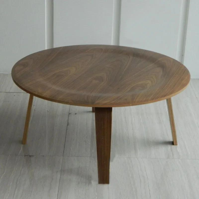 Round Plywood Table Walnut Wood Coffee Table DIA86*H40CM Round Plywood Table Walnut Wood Coffee Table DIA86*H40CM