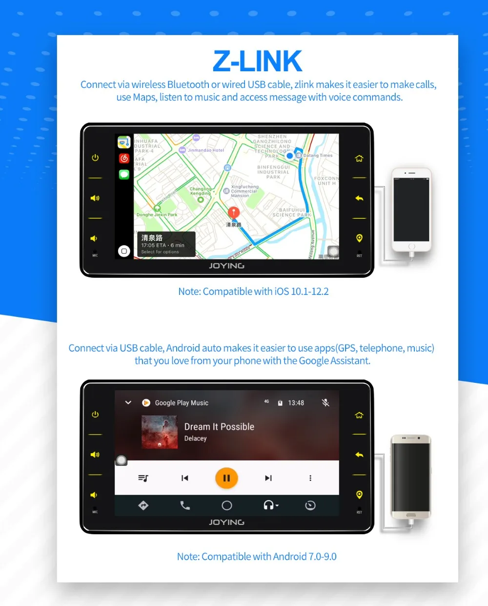 Clearance JOYING one din car radio Android 8.1 4GB Ram 64GB Rom support 3G/4G Octa Core GPS stereo FM AM DSP 6.2 inch universal autoradio 13