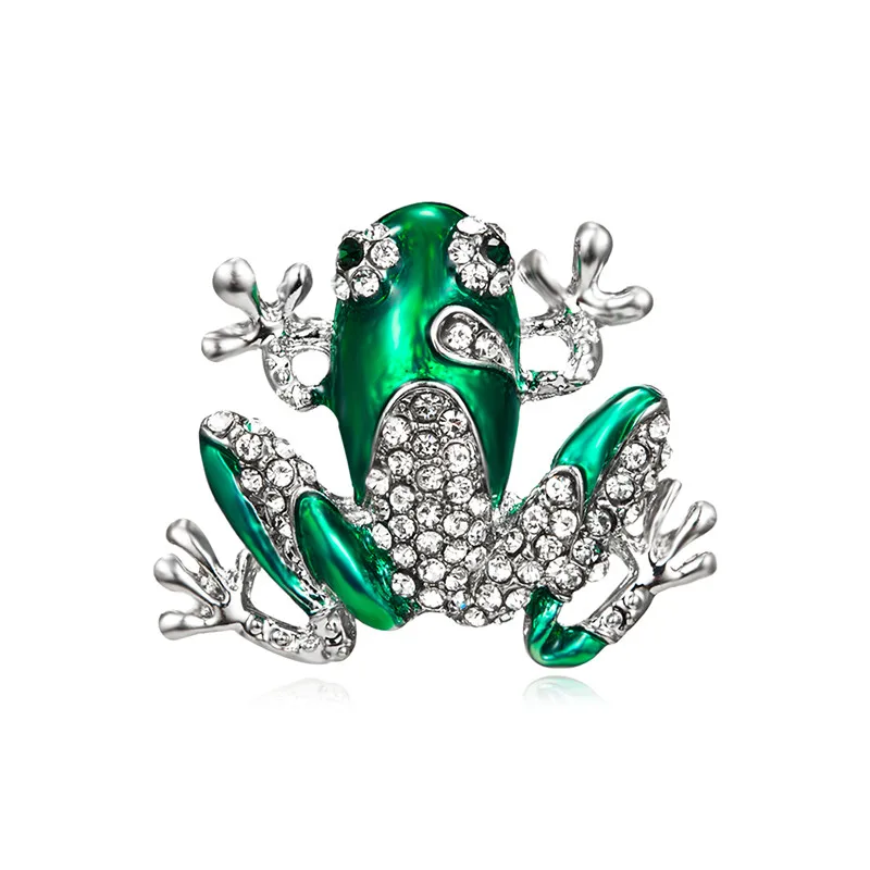 Cute Green Enamel Fruit Orchid Dragonfly Frog Brooches for Women Men Punk Party hijab Bag Accessory Imitation Pearl Brooch Pins - Окраска металла: 2