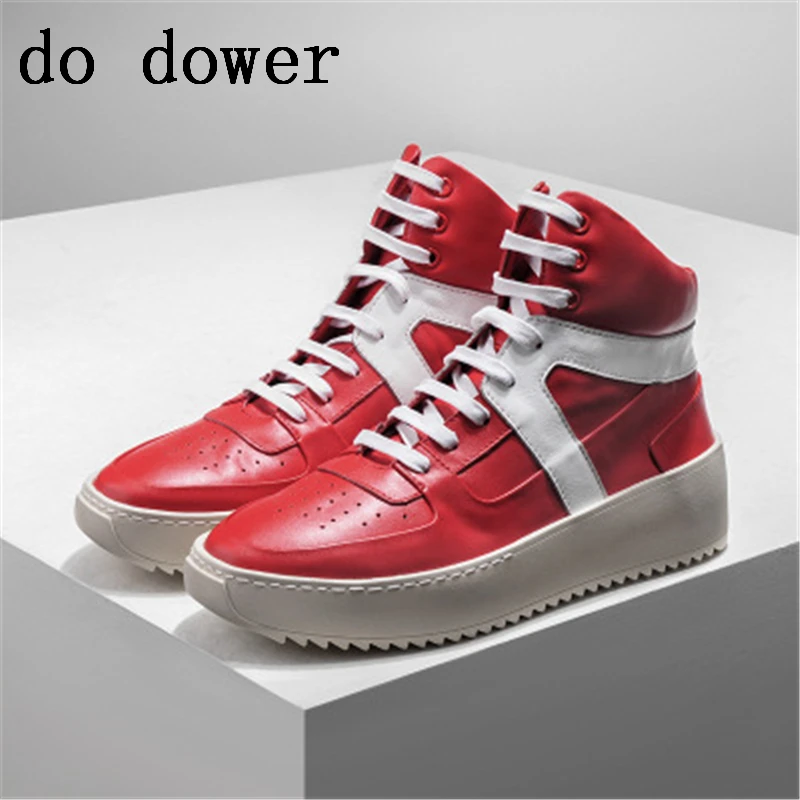 

Winter Male Ankle Casual Flats Spring Sneaker Chain Lace-Up Boots Men Genuine Leather Colors Trainers High Shoes