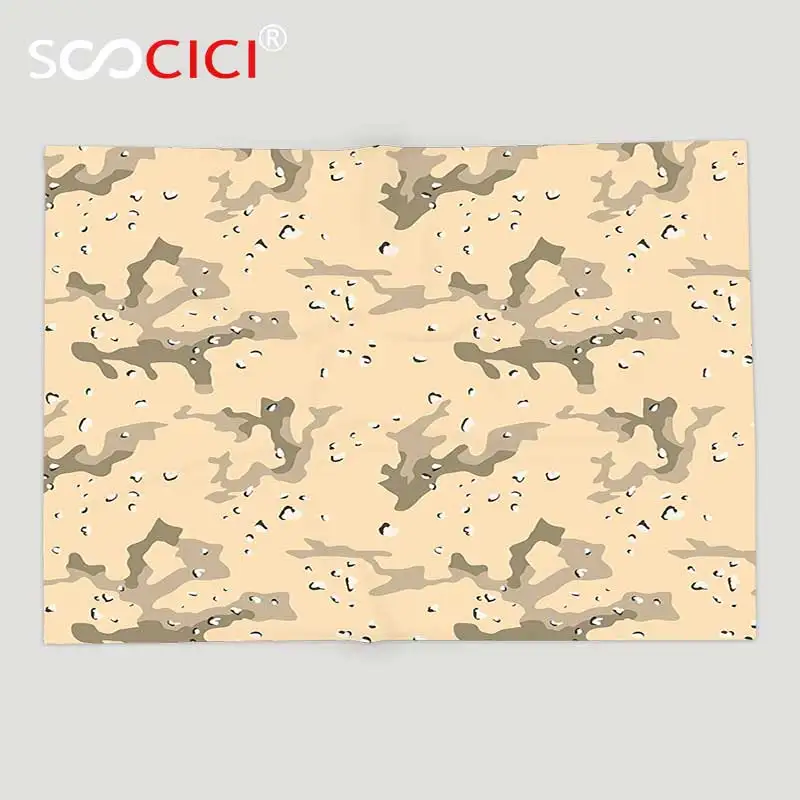 

Custom Soft Fleece Throw Blanket Camo US Armed Forces Background Hiding in the Desert Theme Design Light Orange Sage