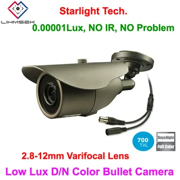 

Lihmsek 2.8-12mm Vari-focal Lens Outdoor Low Lux Day and Night Color Image Bullet Camera with Starlight Technology