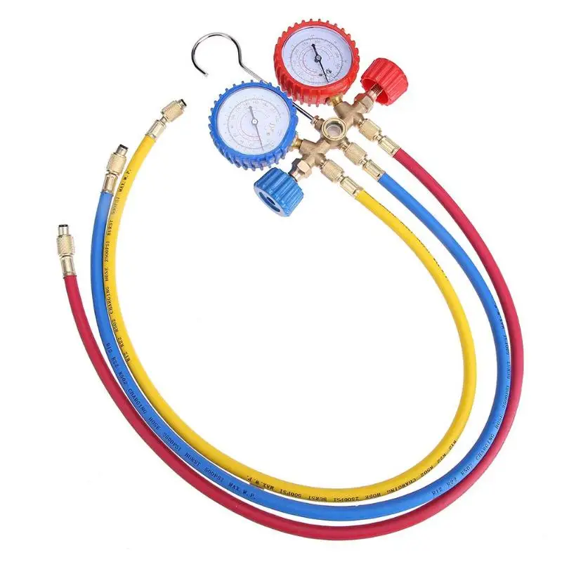 

R134A R12 R22 R502 Current Divider Meter Tools Set Refrigerants Air Conditioning AC Diagnostic Manifold Gauges Double TableValve