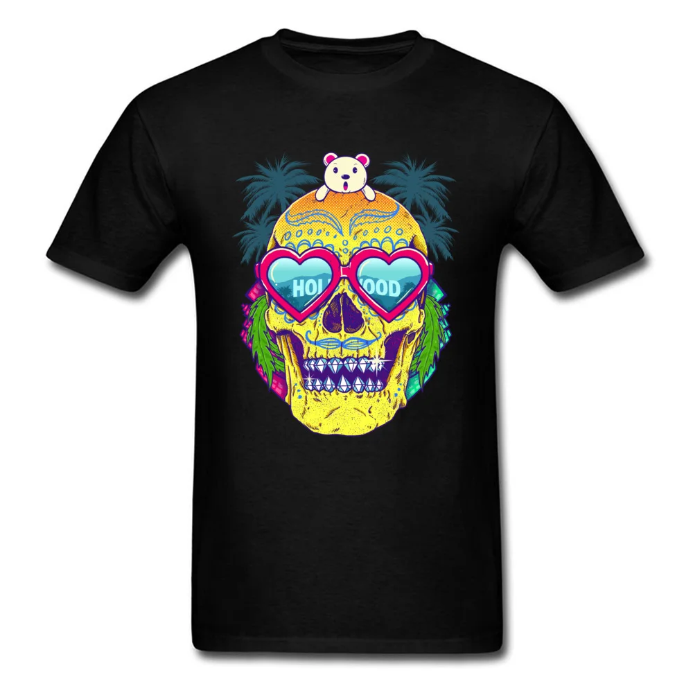 Normal Short Sleeve Tops T Shirt Summer Crew Neck 100% Cotton Men's T-shirts Goes To Hollywood Normal Tee-Shirts Funny Goes To Hollywood black