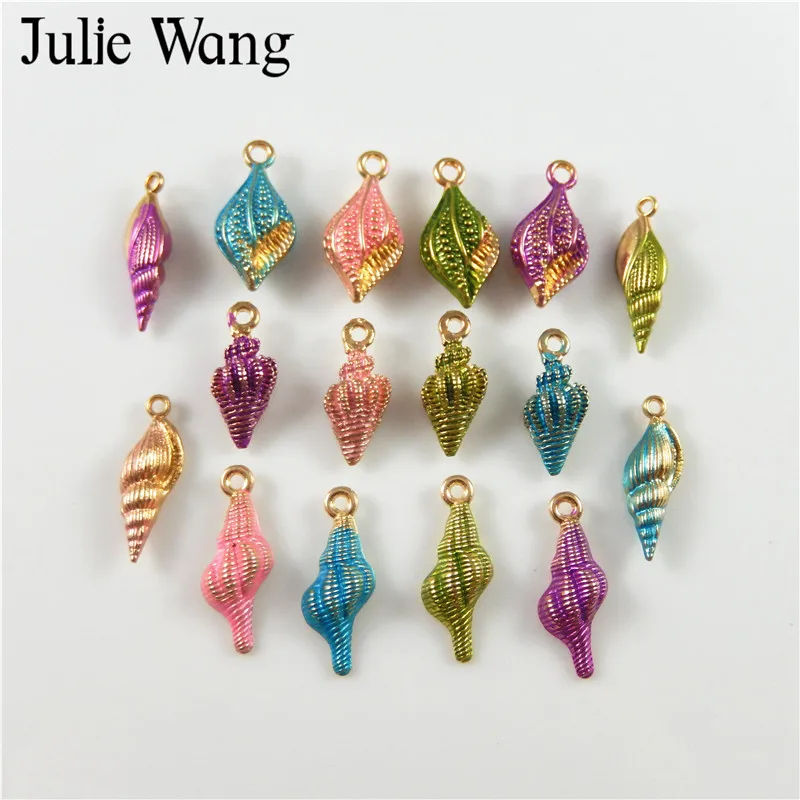 

Julie Wang 16PCS Alloy Gold Base Mixed Enamel Colorful Conch Shell Charms Necklace Pendant Earrings Jewelry Making Accessory