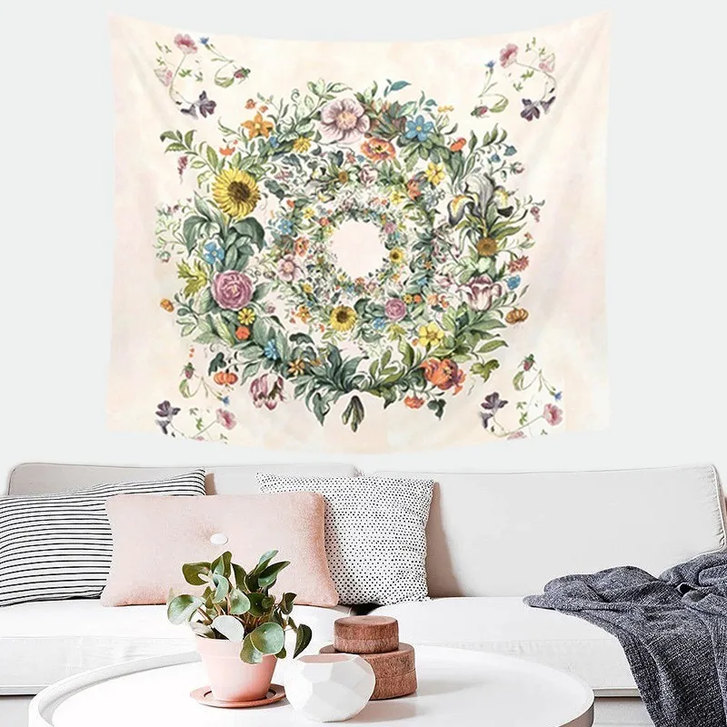 

Bohemia Mandala Tapestry Wall Hanging Art Hippie Boho Colorful Flower Circle Psychedelic Tapestry Decor Dorm Bedroom Wall Carpet