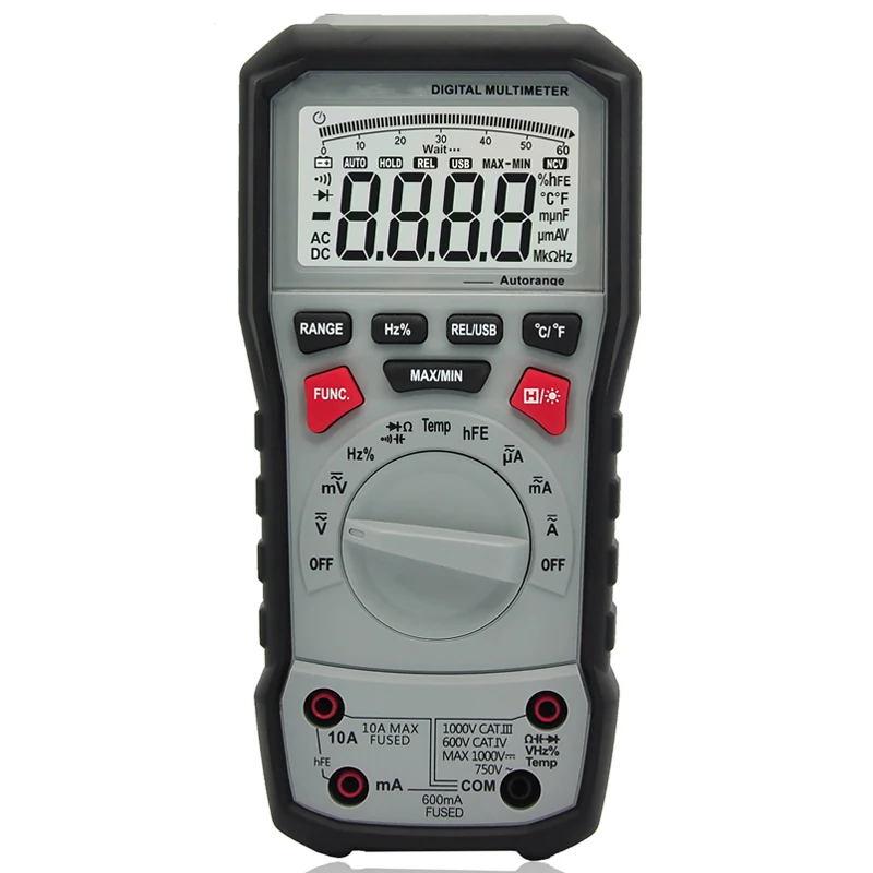 

True RMS Professional Digital Multimeter Frequency Continuity Transistor AC/DC Current AC/DC Voltage Resistance Capacitance