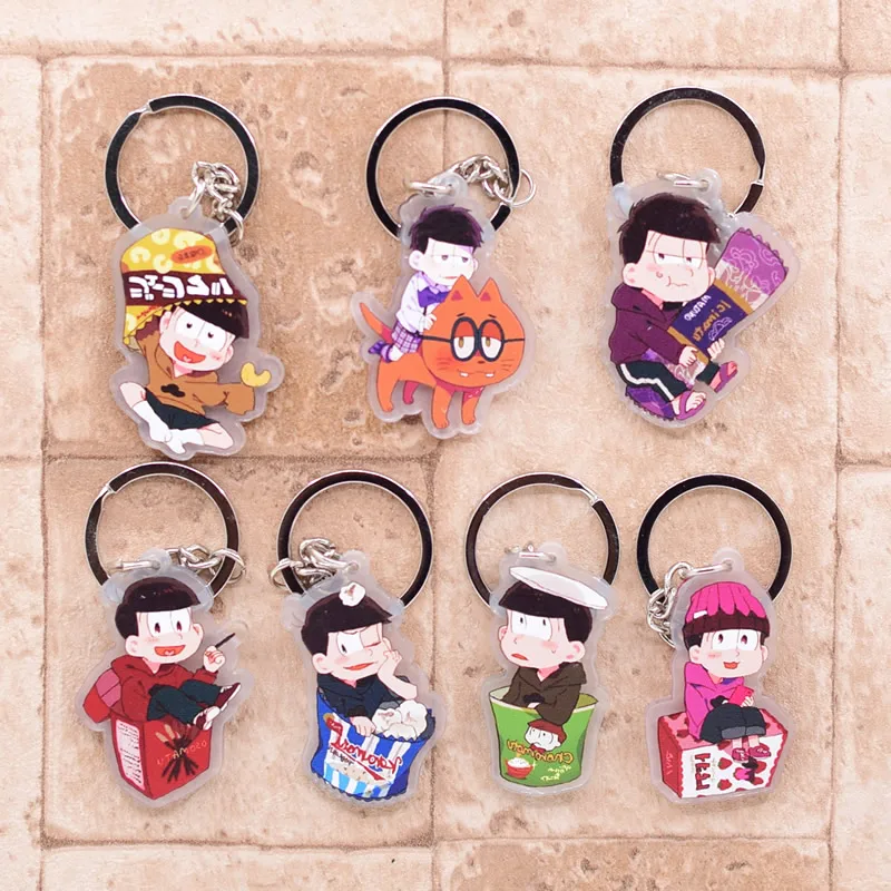

2019 Osomatsu-san Keychain Double Sided Key Chain Acrylic Pendant Anime Accessories Cartoon Key Ring