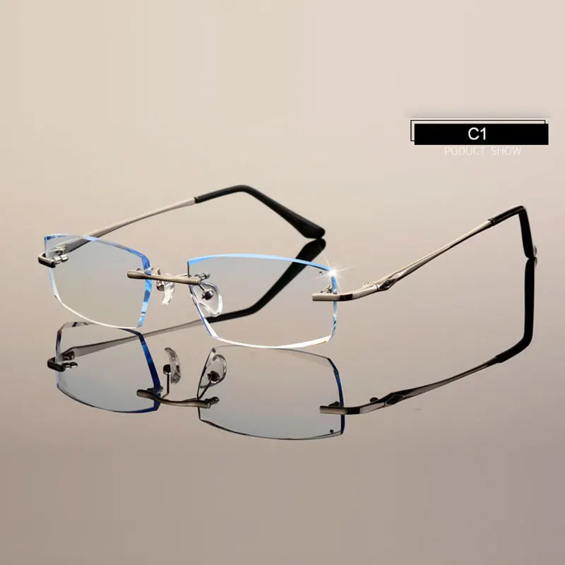 

Men Eyewear C001 Diamond Trimming Cutting Rimless Eyeglasses Prescription Optical Glasses Frame for Man Spectacles