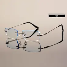 Los hombres gafas C001 diamante corte, poda sin montura anteojos óptica gafas para hombre gafas
