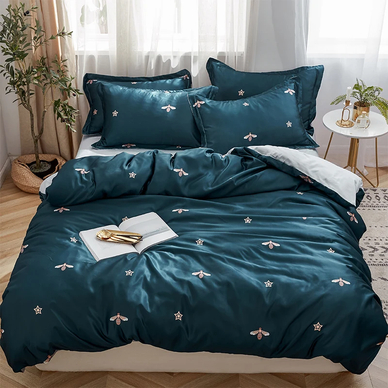 

Little Bee washing Silk imitation Duvet Cover Bed sheet Fitted sheet set King Size Queen Bedding Set gife