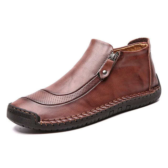 MIXIDELAI/Новинка; модные мужские ботинки; высококачественные зимние ботильоны из спилка; теплая зимняя обувь на меху с плюшевой подкладкой; большие размеры 38-48 - Цвет: red brown