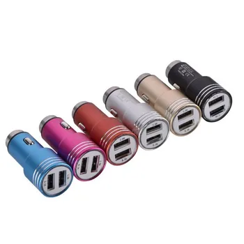 

Safety Hammer car charger Aluminum Alloy Metal Dual USB Port DC 3.1A Car Charger For iphone 6 7 Samsung Gps Mp3 Speaker 6 Colors