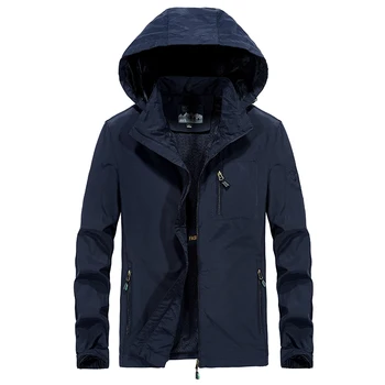 

Brand ZHAN DI JI PU Men's Windbreaker Waterproof Trench Coat Men Hooded Detachable Casual Fashion Thin Jacket Men Plus Size 4XL