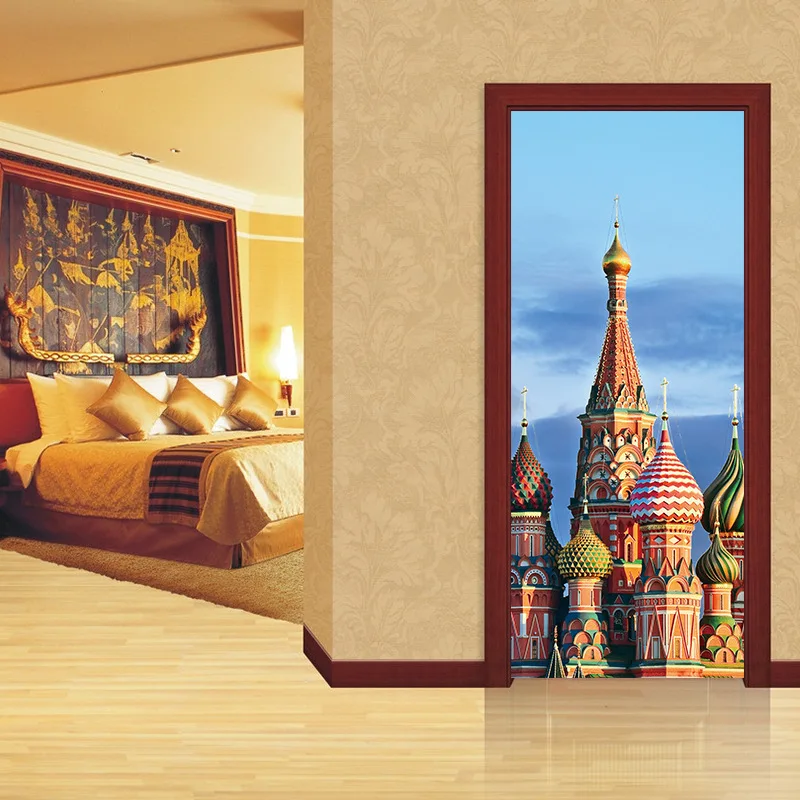 Nm31 جميلة نمط المعماري الإسلامي الحديثة الإبداعية الباب ملصقات غرفة المعيشة غرفة نوم مدخل زينة 2 قطعة/المجموعة