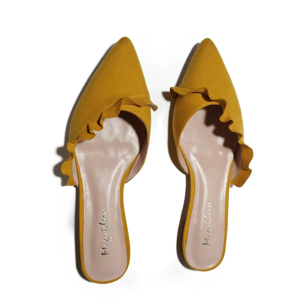 Maguidern Ruffle Trimmed Slides Backless Slippers_4