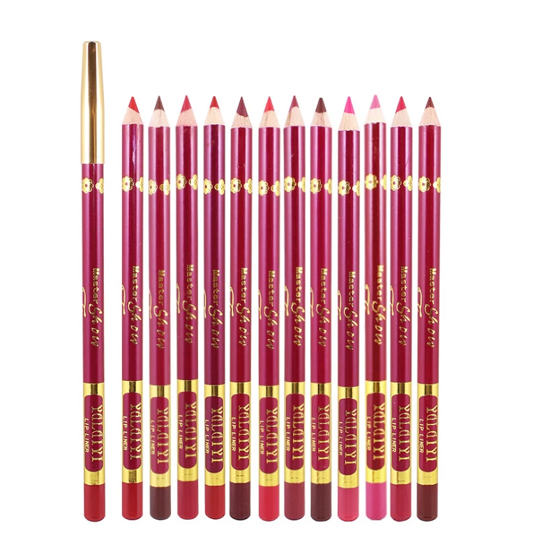 

Lipliner Pencil,12 Colors Professional Natural Multi-functional Long Lasting Waterproof Lipliner Makeup Lip Liner Eye Brow C