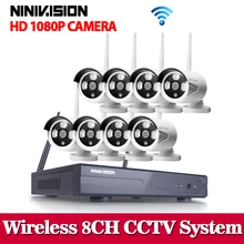 NINIVISION 1080P Wireless CCTV System 2MP 8ch HD NVR kit Outdoor IR Night Vision IP Wifi Camera Security System Surveillance kit