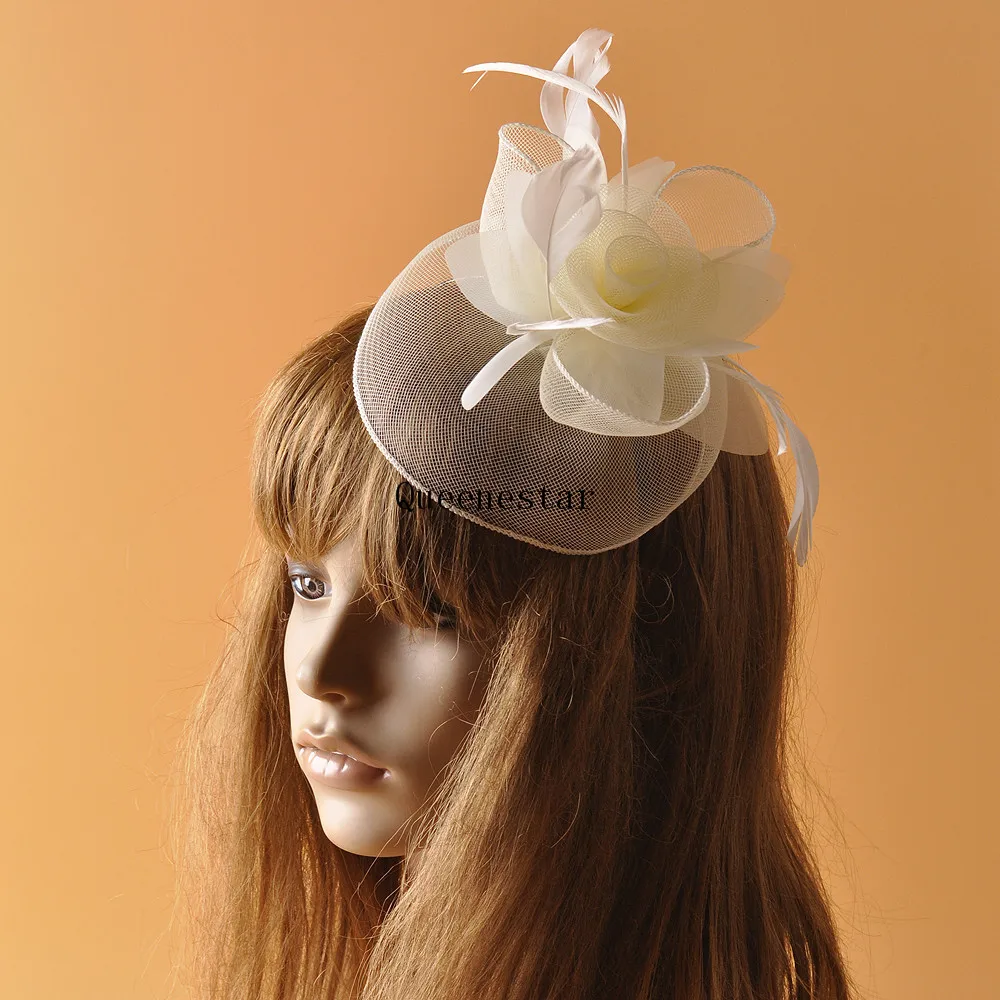 Beige Mesh Fascinator Hair Bands WOmens Kentucky Derby Cocktail Party