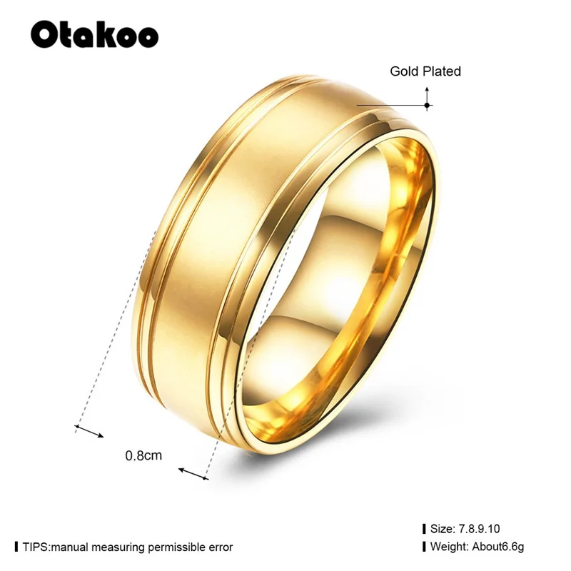 Otakoo горячая Распродажа высококачественное Золотое кольцо из титановой стали для