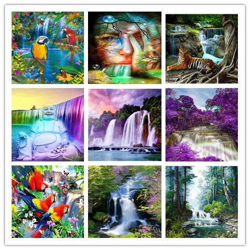 

Full Square /Round Diamond Embroidery 5D diy Diamond Painting Cross Stitch Mosaic Waterfall Parrot bead pattern Home Decor Art