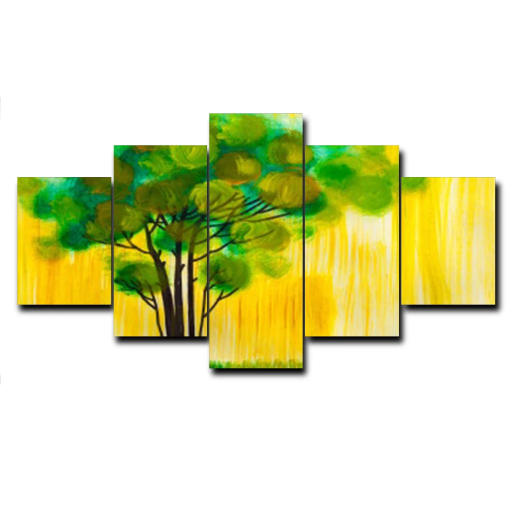 5 Panel Abstract Watercolor Tree Modern Canvas Oil Painting Popular Wall Artwork for Home Decor Wedding Decoration No Frame | Дом и сад