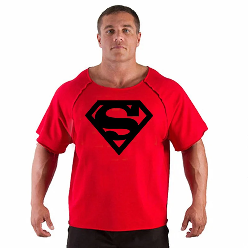 

skull print tracksuit t shirt muscle shirt Trends in Fitness Men Bodybuilding Gorilla Wear Shirt Batwing Sleeve Rag Tops