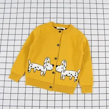 Новые детские кардиганы, милые хлопковые свитера для девочек, От 1 до 6 лет, толстые вязаные свитера для маленьких мальчиков, жаккардовый кардиган с рисунком собаки