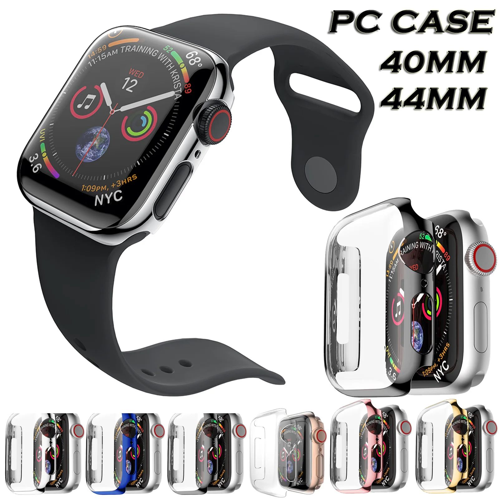 

For Apple Watch Series 4 40/44mm Bumper Hard Case Cover Screen Protector Shell PC Case Shockproof Protective Cover For iWatch 4