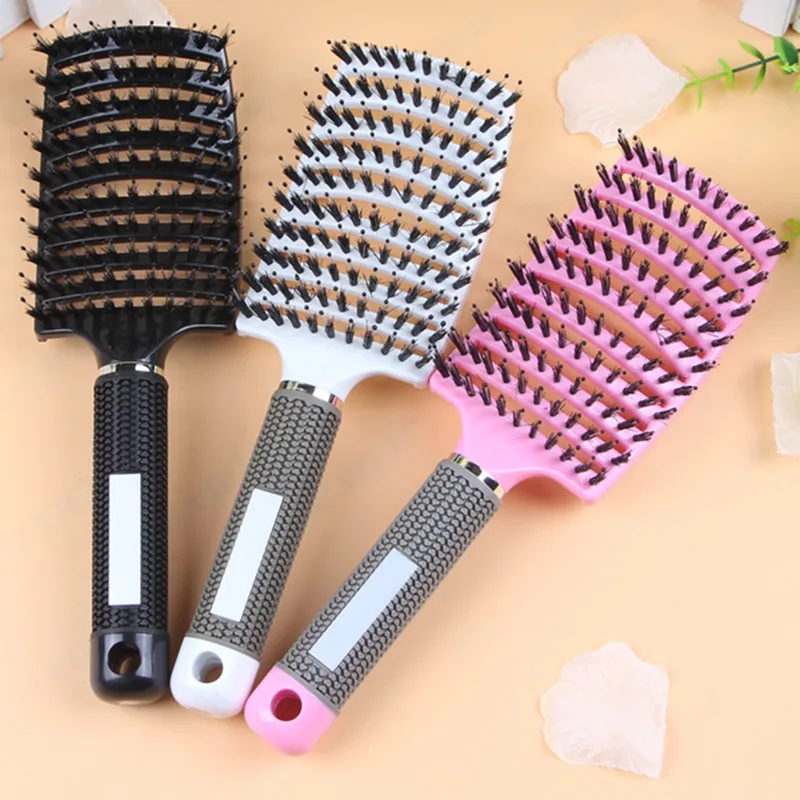 Hair Scalp Massage Comb Hairbrush Bristle Nylon Women Wet ...