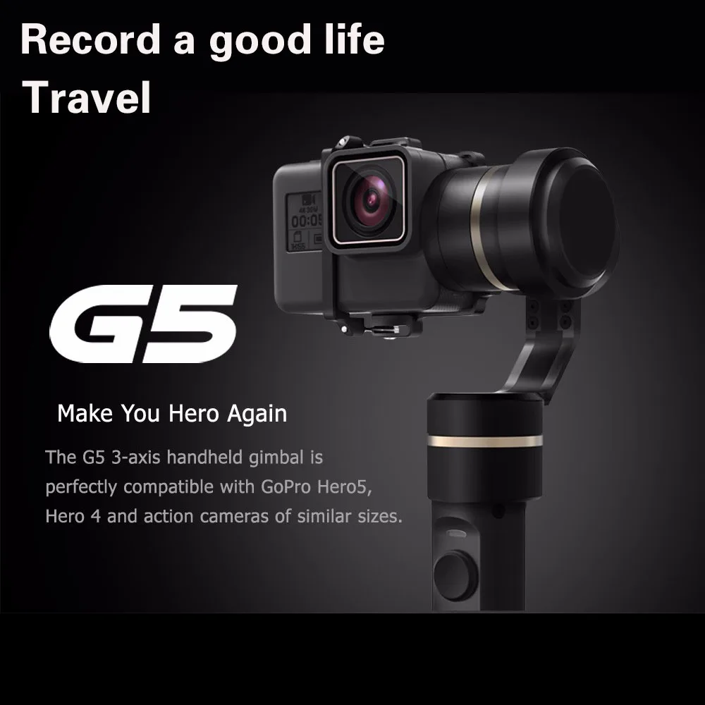 

FeiyuTech G5 3 AXIS Handheld Gimbal Splashproof Humanized designed selfie frame for GoPro HERO5 HERO 6/5/4/3+/3/AEE action