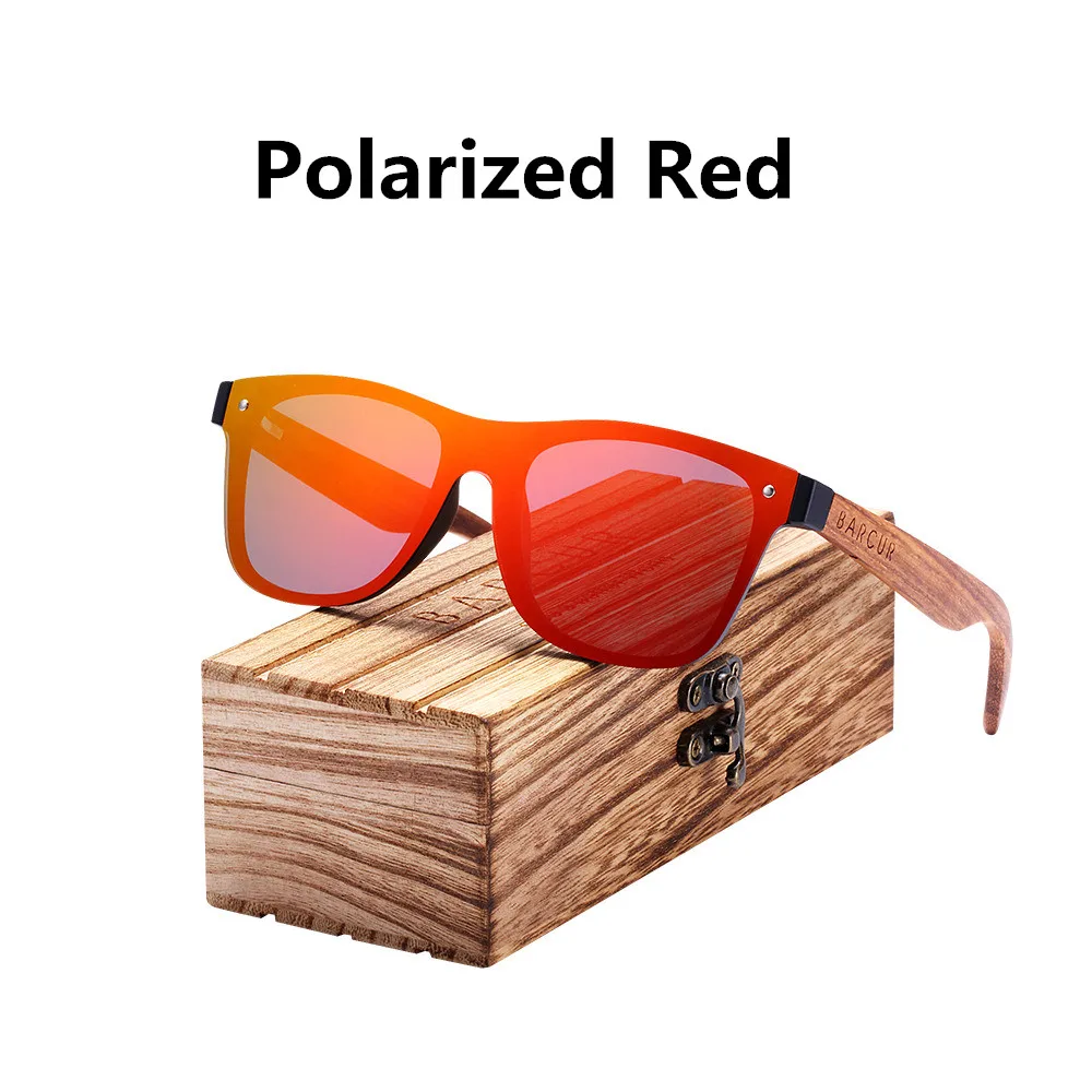 BARCUR, модные деревянные солнцезащитные очки для мужчин, бамбуковые дужки, солнцезащитные очки для женщин, деревянные очки Oculos de sol masculino - Цвет линз: Polarized