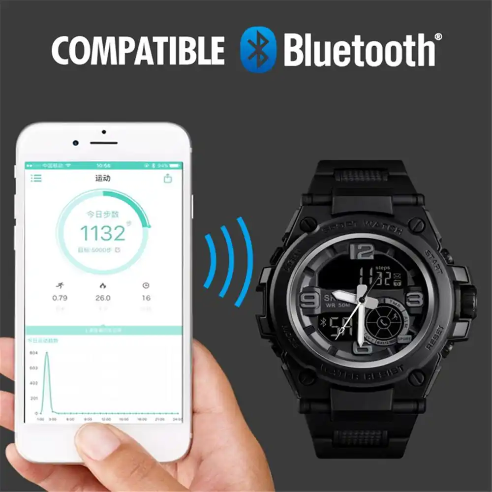 SKMEI мужские Смарт часы цифровые Bluetooth многофункциональные спортивные