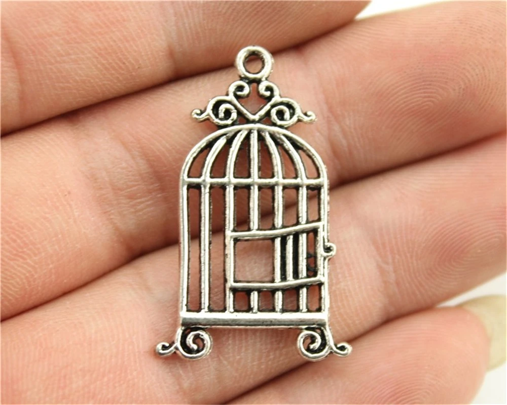 Buy WYSIWYG 8pcs 34x18mm Antique Silver Color Birdcage