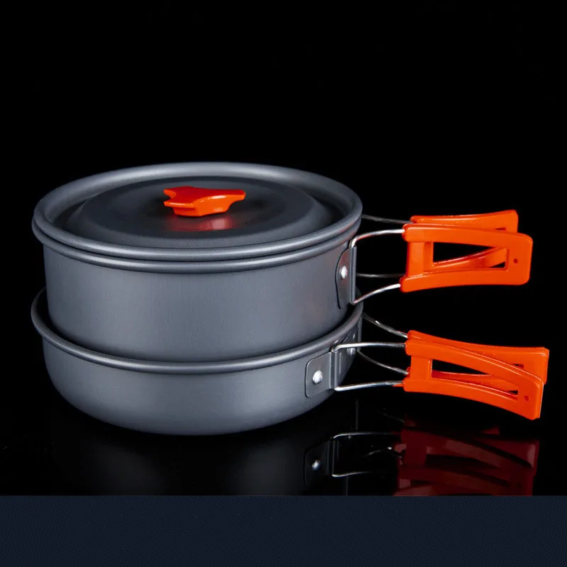 Ceny Hewolf HW K1692 trzyczęściowy garnitur 2 3 osoby Outdoor Camping przenośne zestawy naczyń do gotowania patelnia 1.1L czajnik 2.0L Pot