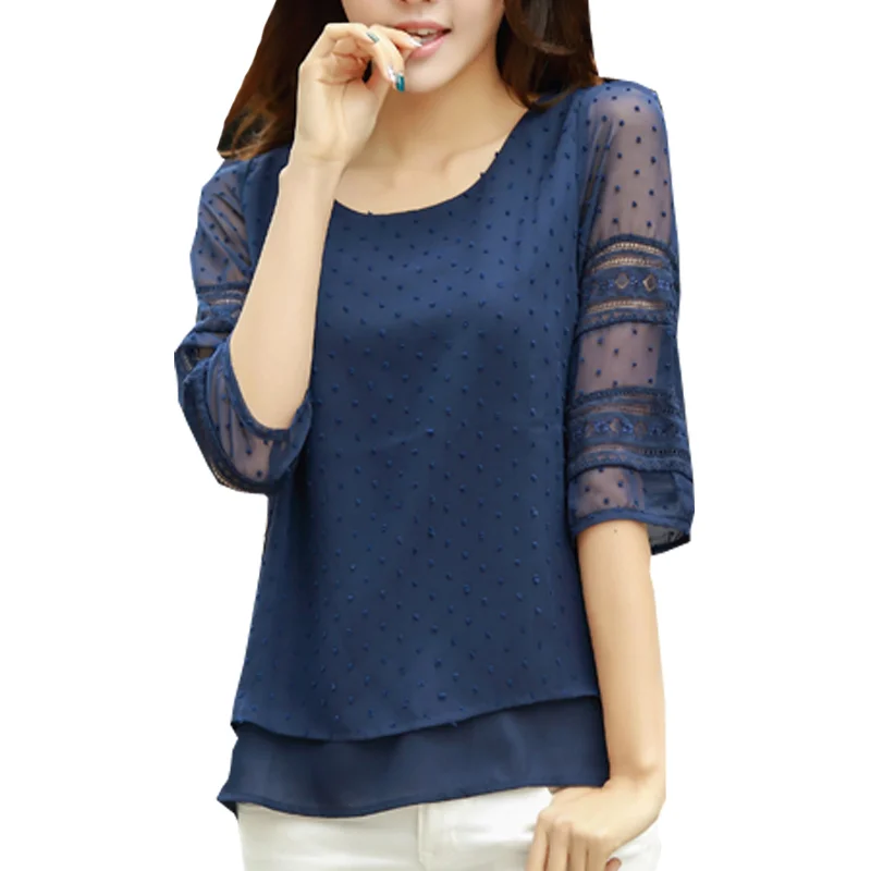 Women's Blouses Sleeve Lace Chiffon Blouse Blouses Shirts Women Means