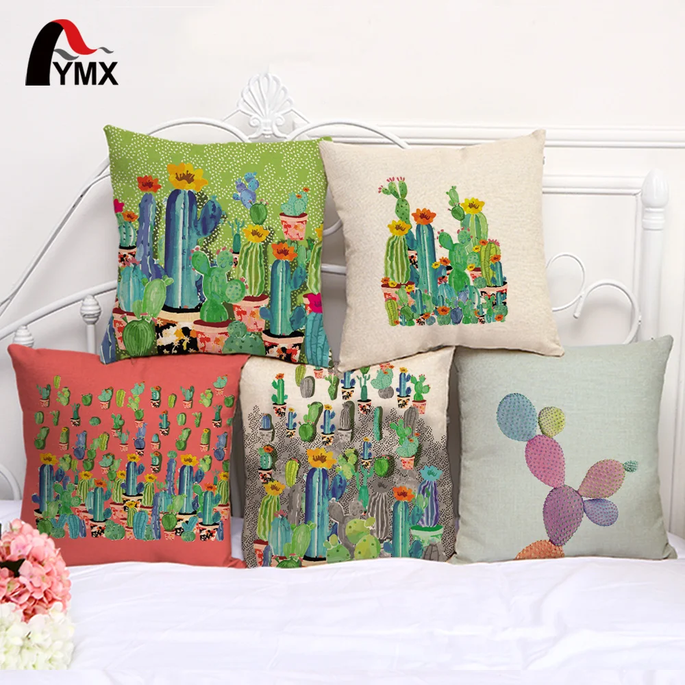 

Creative Cactus Cushion Cover Cotton Linen Throw Pillow Case Car Sofa Decorative Cactus Pillowcase Cushion Cover Home Decor