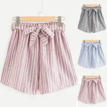 Женские летние повседневные шорты с поясом, женский эластичный пояс, шорты с высокой талией, широкие брюки для фитнеса, roupa feminina