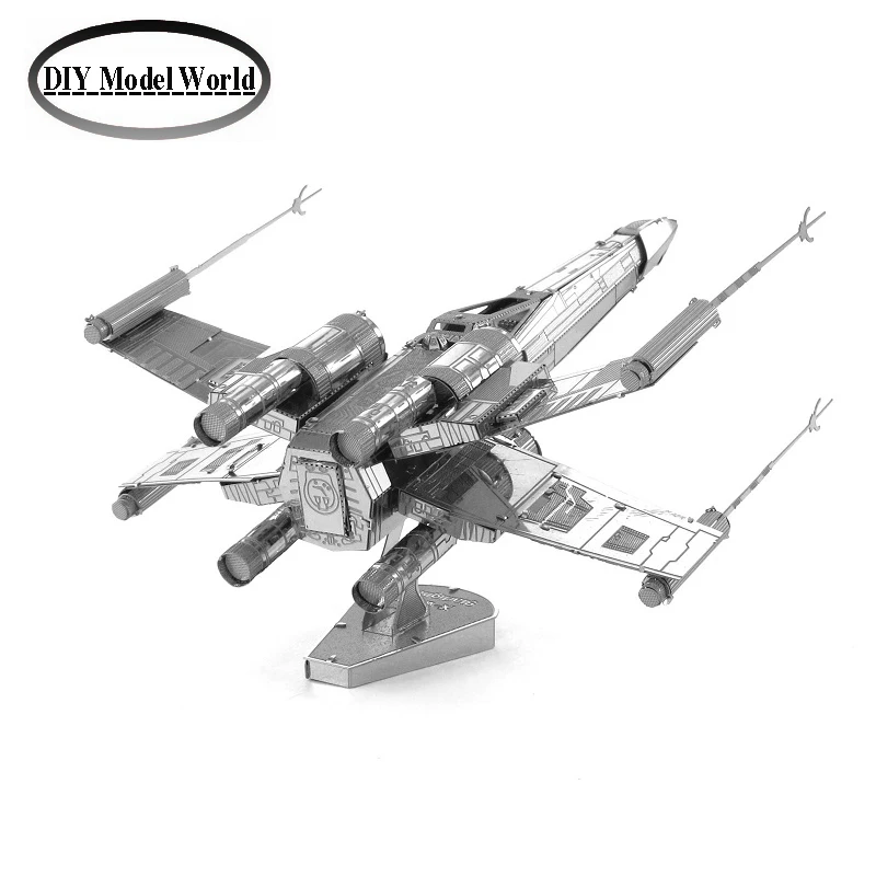 

On Stock X-wing Star Fightermodel laser cutting 3D puzzle DIY metalic spacecraft jigsaw Star war model birthday gifts