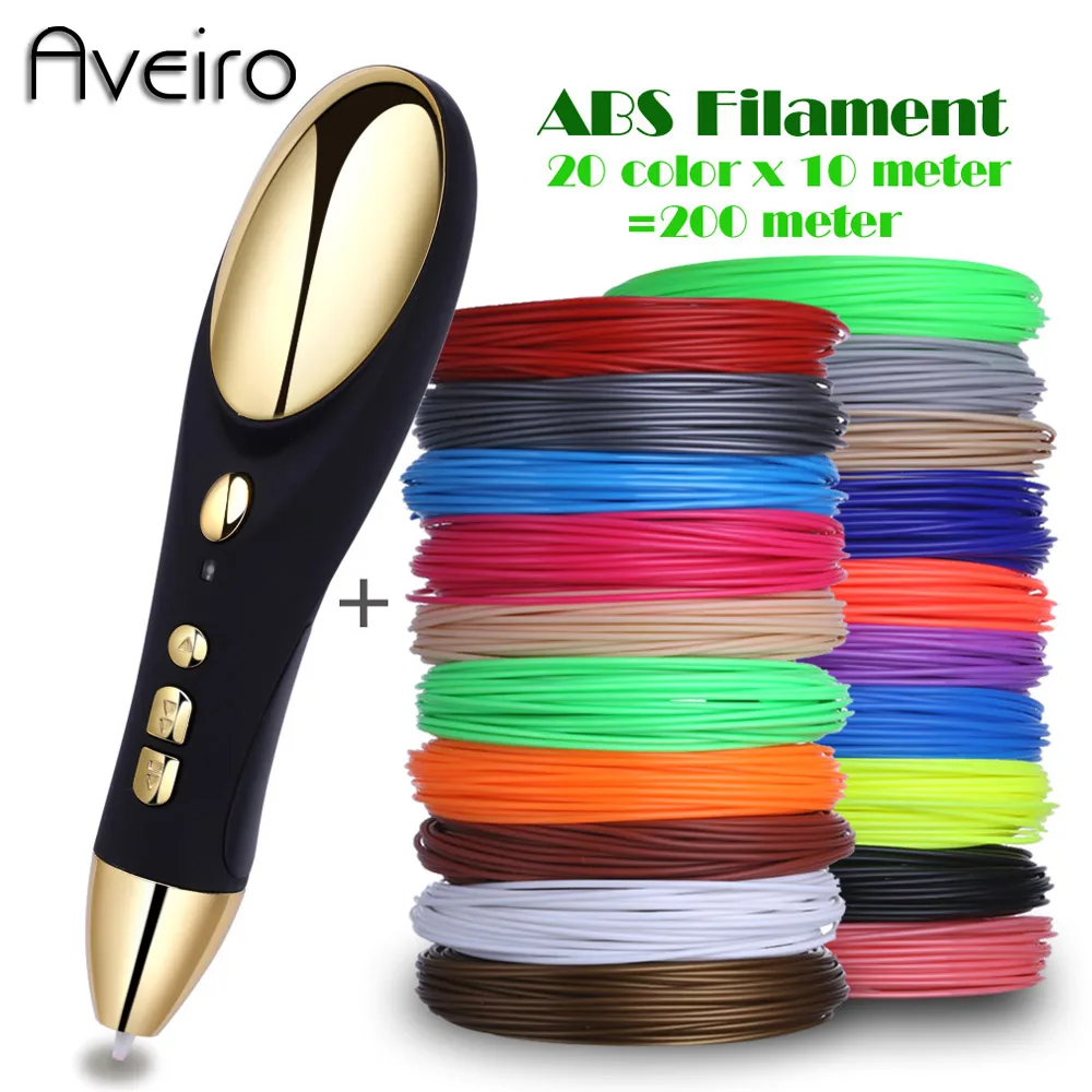 

Aveiro 3D Printing Pens 12V 3D Pen Pencil 3 D Drawing Pen with 100/200M ABS Filament For Kids Child Education Tools Hobbies Toys
