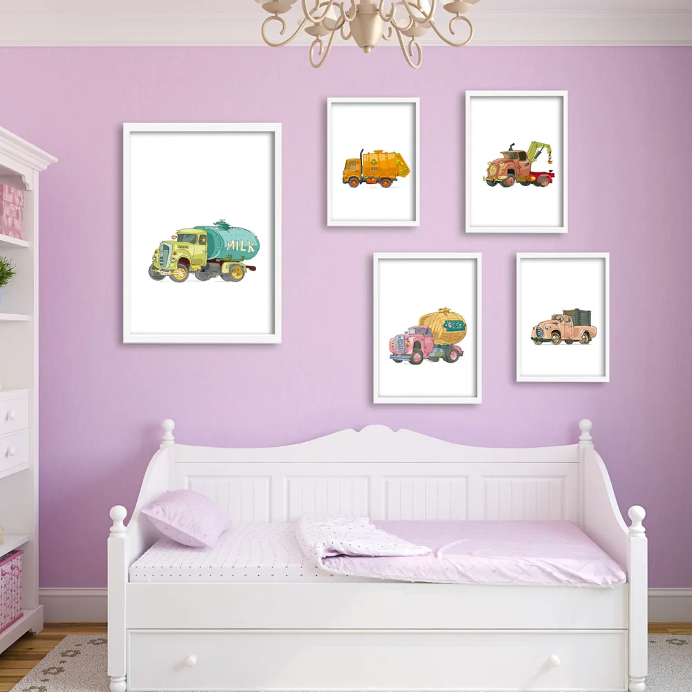 Modern-Minimalist-Car-Cartoon-Engineering-Car-Print-Art-Canvas-Poster-Wall-Picture-Child-Baby-Room-Decoration(1)