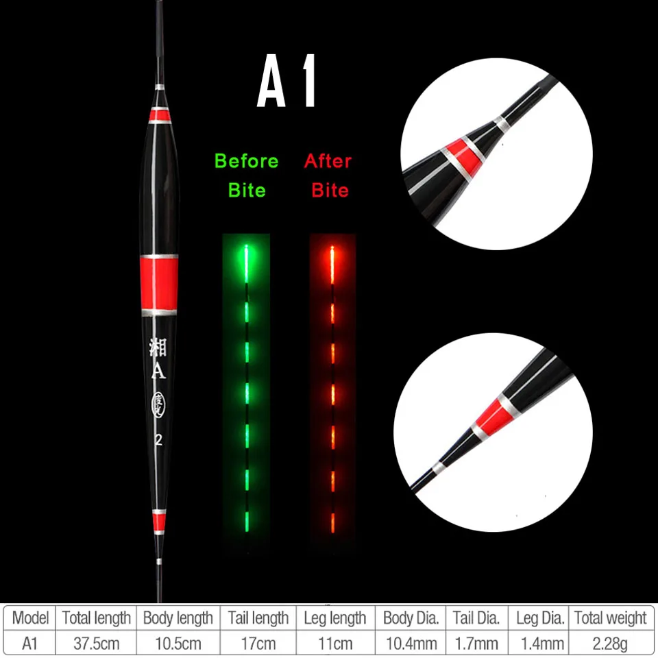 Умный поплавок для рыбалки, светодиодный светильник, ночной Световой поплавок, поплавок, автоматически напоминающий рыболовный буй, плавающие батарейки, снасти - Цвет: A1